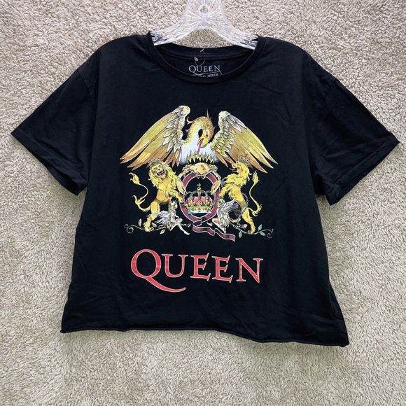 Queen Official Merch Womens Crop Shirt Size XL Short Sleeve Black Graphic Shirt - Picture 1 of 6